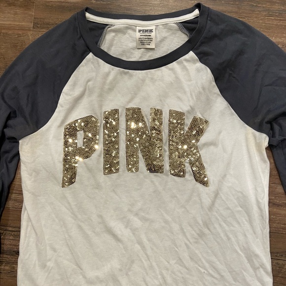 PINK Victoria's Secret Tops - Small vs pink bling raglan 3/4 sleeve